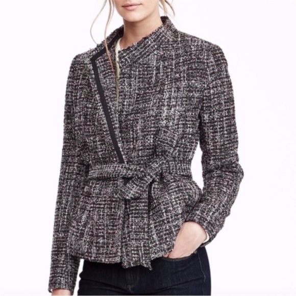 BANANA REPUBLIC Tweed Belted Coat - Picture 1 of 11